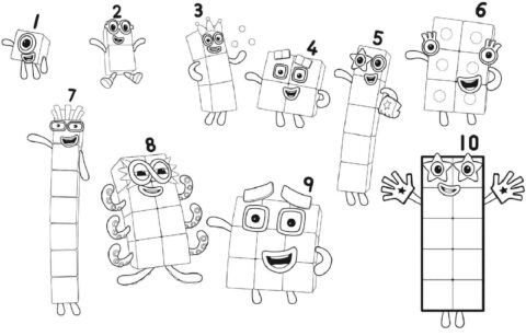 Dibujo de Todos los Bloques de Nmeros para Colorear