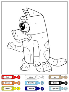 Dibujo de Colorear por números a Bluey Heeler para Colorear