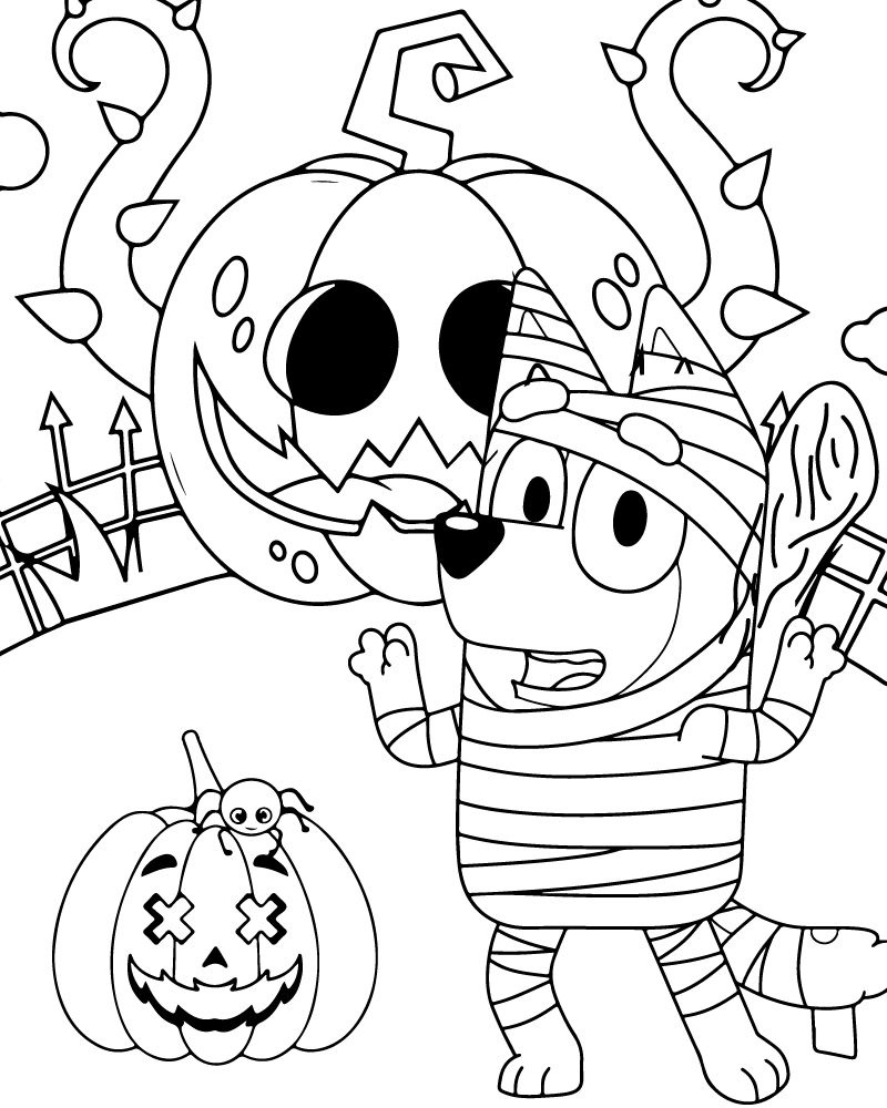 Dibujo de Bluey Halloween Costume Coloring Pages para Colorear