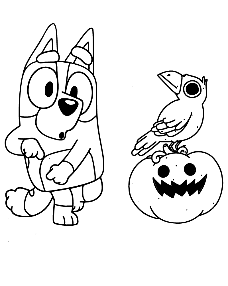 Dibujo de Bluey Halloween Pumpkin Coloring Page para Colorear