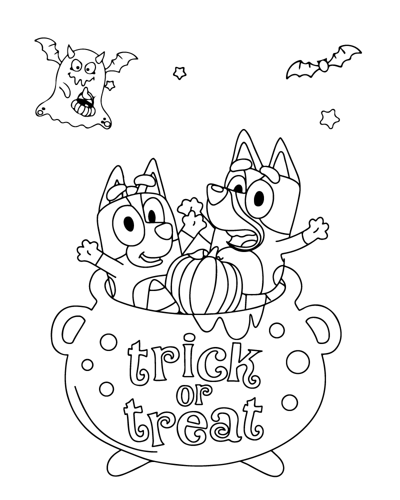 Dibujo de Bluey Trick Or Treat Coloring Pages para Colorear
