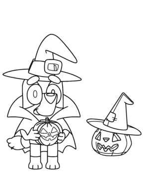 Dibujo de Free Bluey Spooky Halloween Coloring Page para Colorear