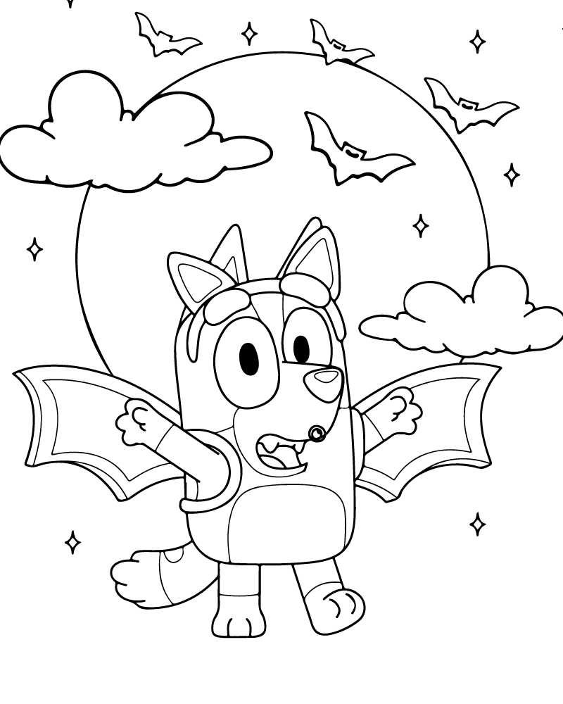 Dibujo de Free Printable Bluey Halloween Coloring Page para Colorear