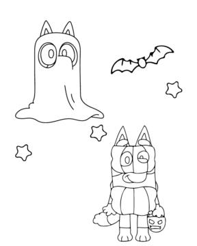 Dibujo de Printable Bluey Halloween Sheet para Colorear