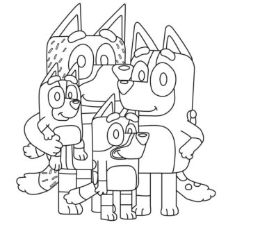 Dibujo de Familia Bluey para Colorear