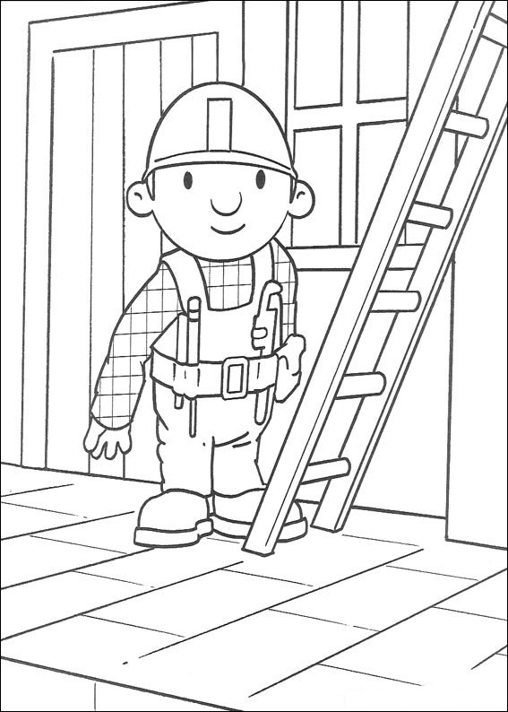 Dibujo de Bob con Escalera para Colorear