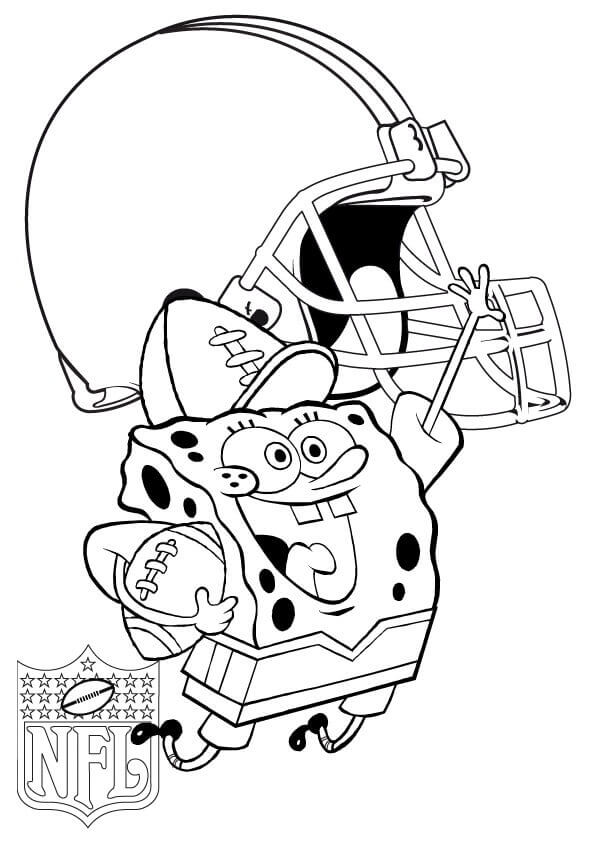 Dibujo de Bob Esponja Cleveland Browns con Gorra de Bisbol para Colorear