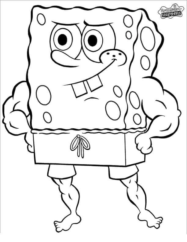 Dibujo de Bob Esponja Fuerte para Colorear