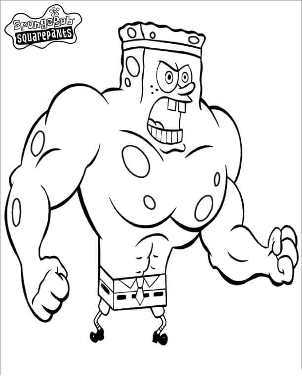 Dibujo de Bob Esponja Msculo para Colorear