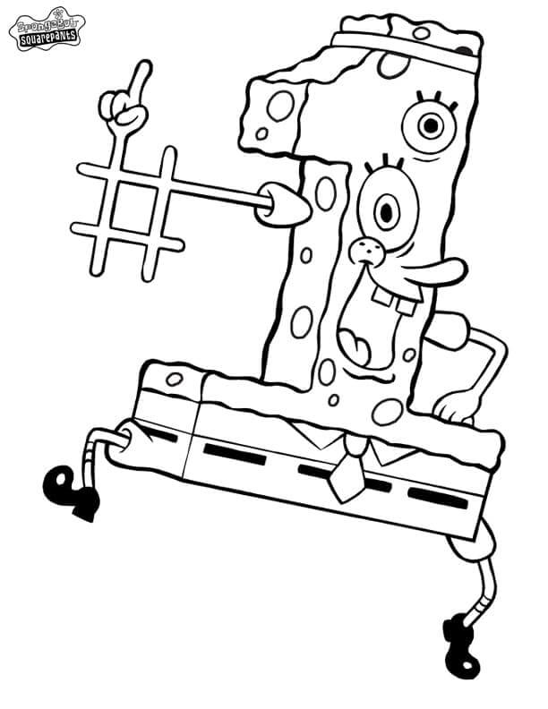 Dibujo de Bob Esponja Nmero 1 1 para Colorear