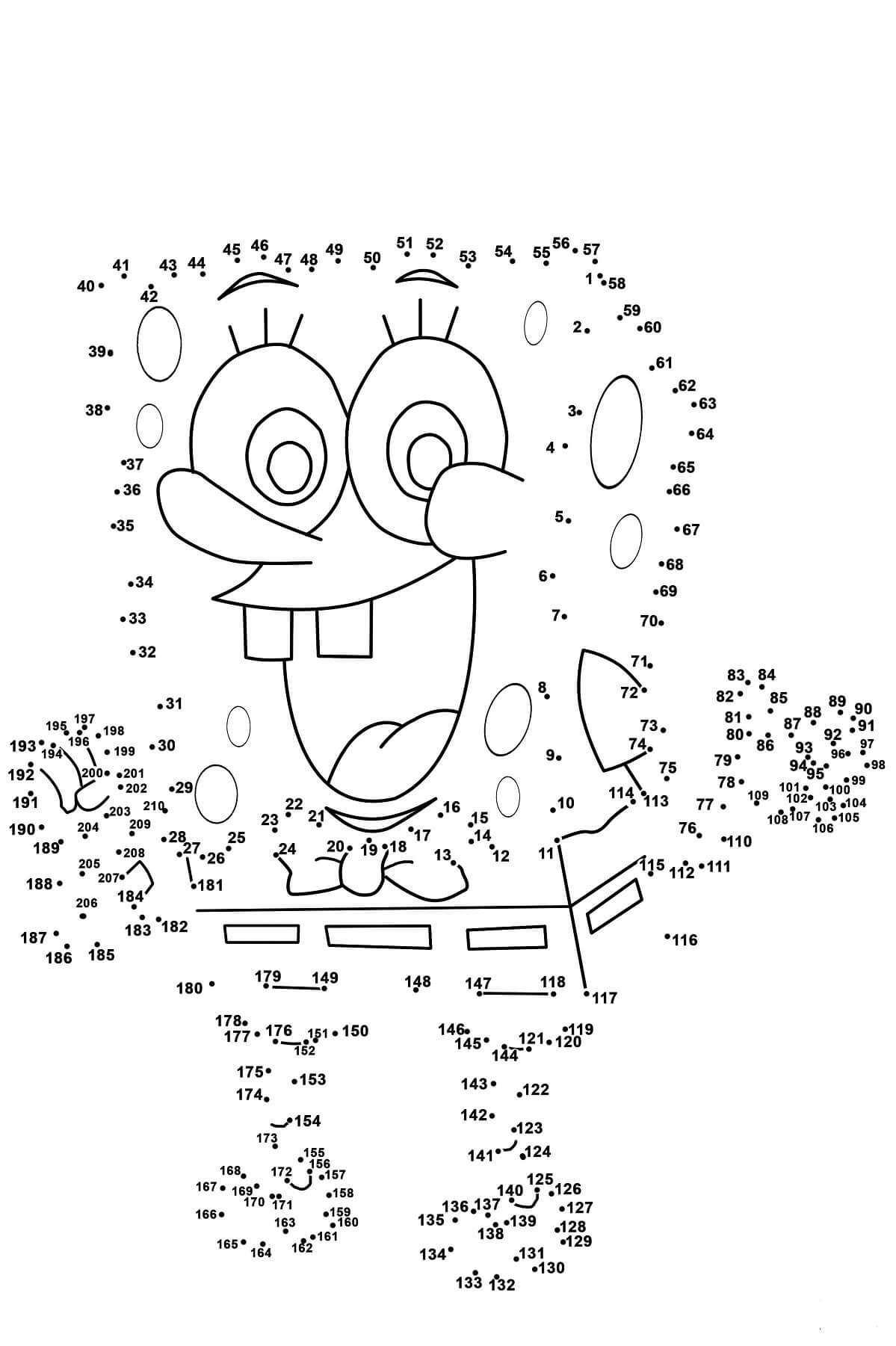 Dibujo de Bob Esponja Punto a Puntos 3 para Colorear