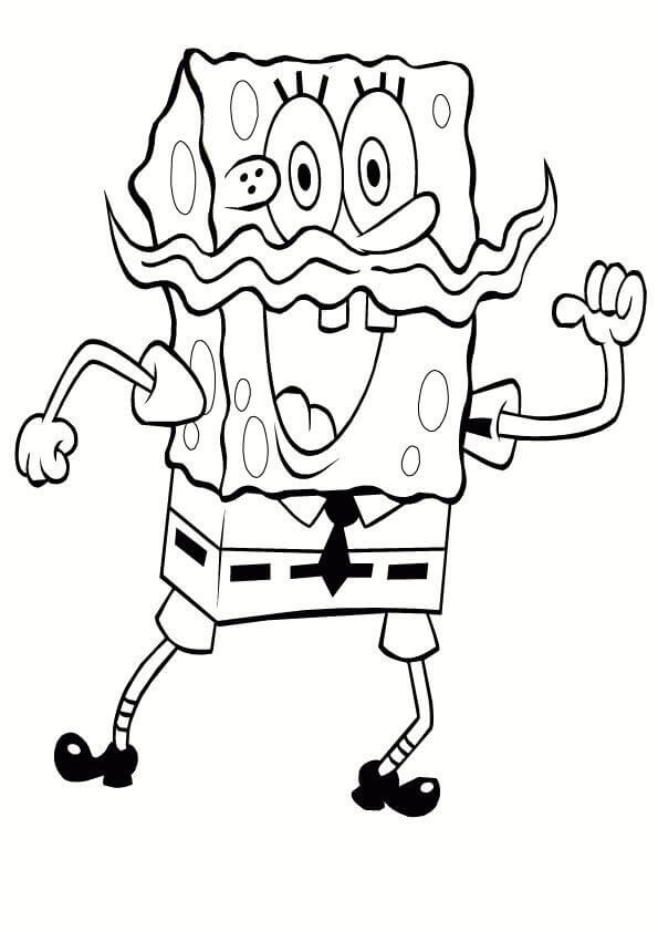 Dibujo de Bob Esponja con Bigote para Colorear