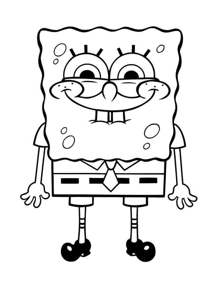 Dibujo de Bob Esponja con Sonrisa Divertida para Colorear