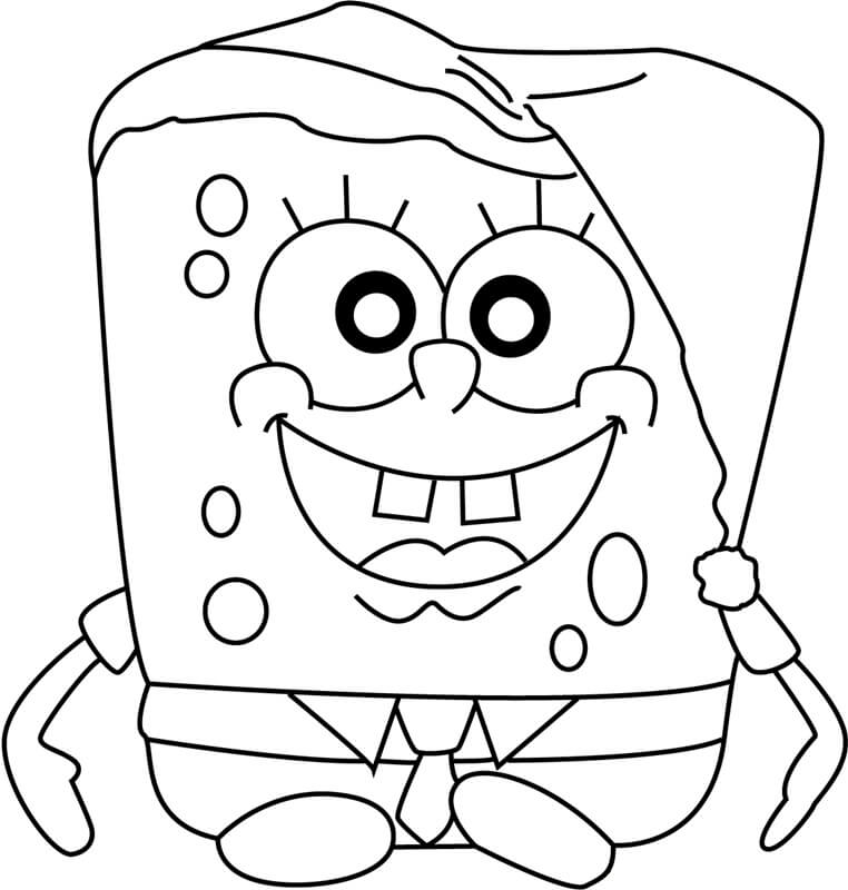 Dibujo de Bob Esponja en Navidad 1 para Colorear
