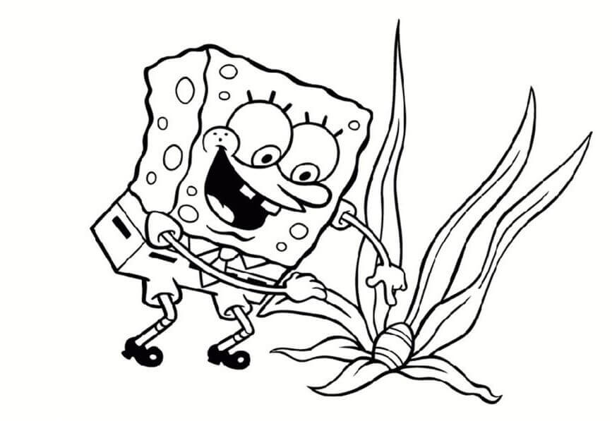 Dibujo de Bob Esponja y Huevo para Colorear