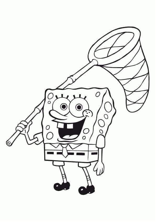 Dibujo de Bob Esponja y Net para Colorear