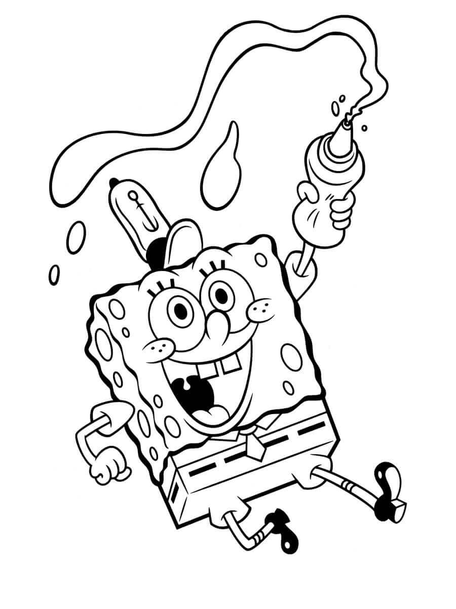 Dibujo de Bob Esponja y Salsa para Colorear
