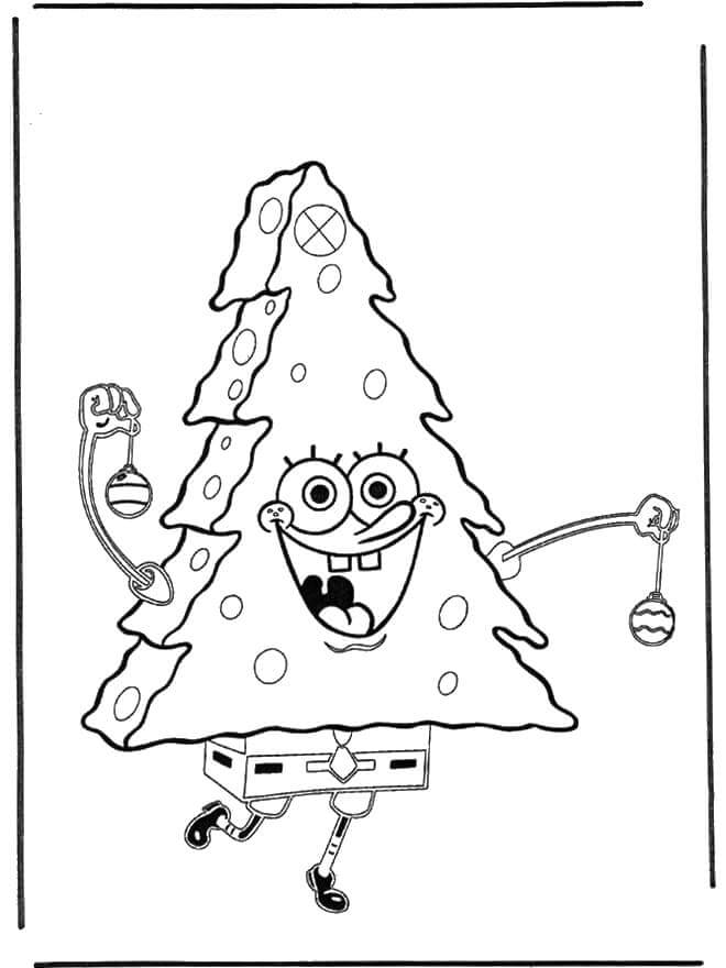 Dibujo de Bob Esponja Rbol de Navidad para Colorear