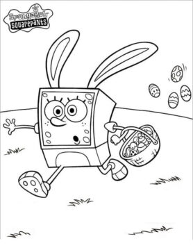 Dibujo de Conejito de Pascua Bob Esponja para Colorear