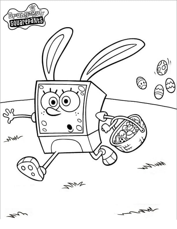 Dibujo de Conejito de Pascua Bob Esponja para Colorear