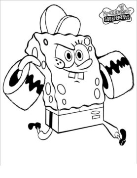 Dibujo de Entrenamiento Bob Esponja para Colorear