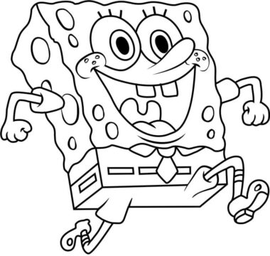 Dibujo de Feliz Bob Esponja Corriendo para Colorear