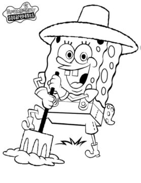 Dibujo de Granjero Bob Esponja 1 para Colorear