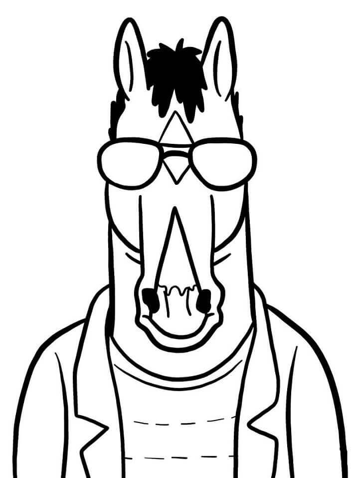 Dibujo de Bojack Horseman con Gafas de Sol para Colorear