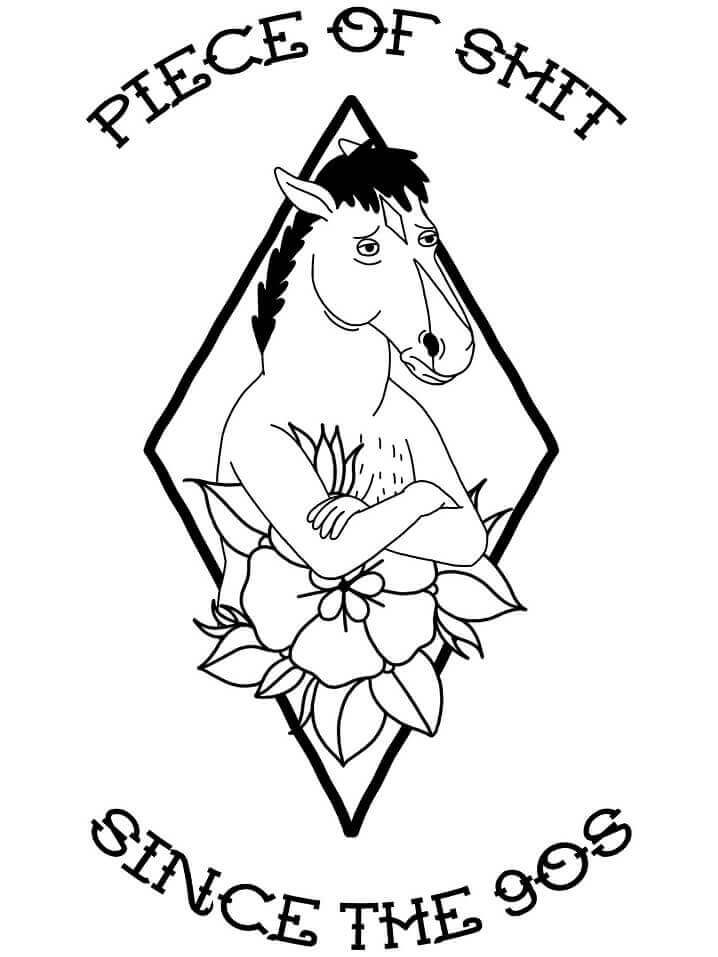 Dibujo de Tatuaje de Bojack Horseman para Colorear