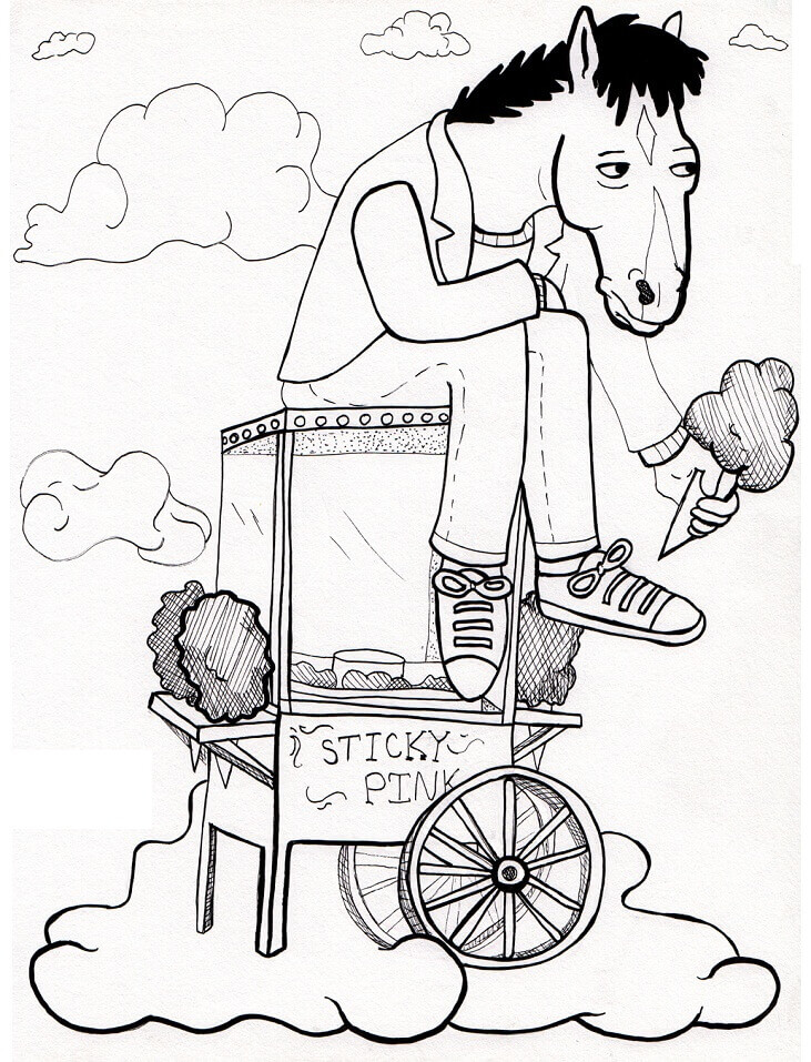 Dibujo de Triste Bojack Horseman para Colorear