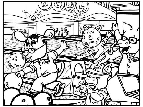Dibujo de Animal Jugar Bolos para Colorear