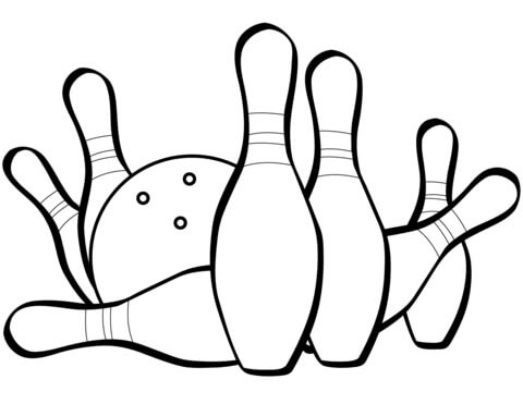 Dibujo de Bolos y Bola para Colorear