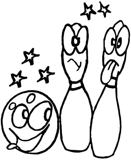 Dibujo de Animados de Bolos con Estrella para Colorear
