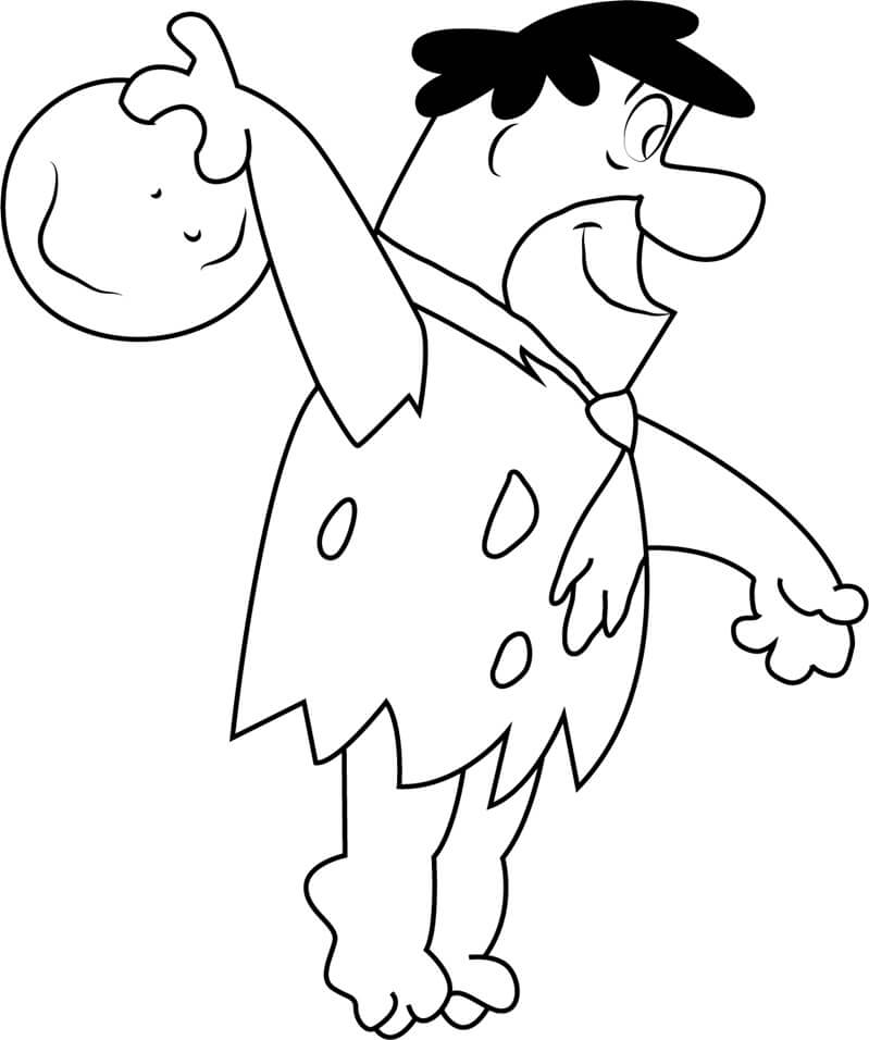 Dibujo de Fred Flintstone Jugando a los Bolos para Colorear