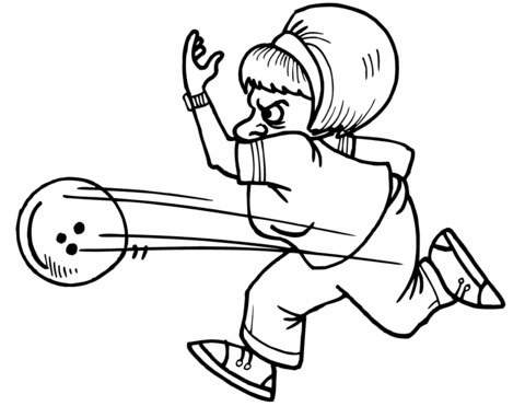 Dibujo de Mujer Jugando Bolos para Colorear