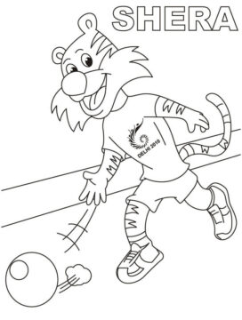 Dibujo de Shera Jugando Bolos Sobre Csped para Colorear