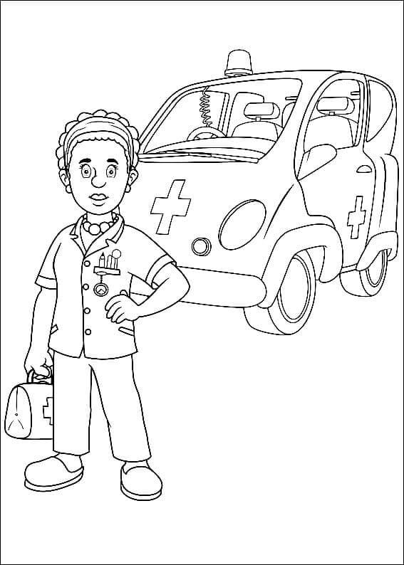 Dibujo de Helen Inundacion con Coche para Colorear