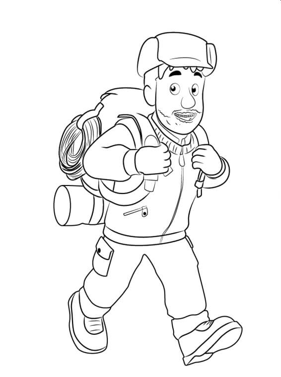 Dibujo de Moose Roberts Caminando de Sam el Bombero para Colorear