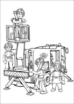 Dibujo de Sam el Bombero básico y Sus compañeros de Equipo para Colorear