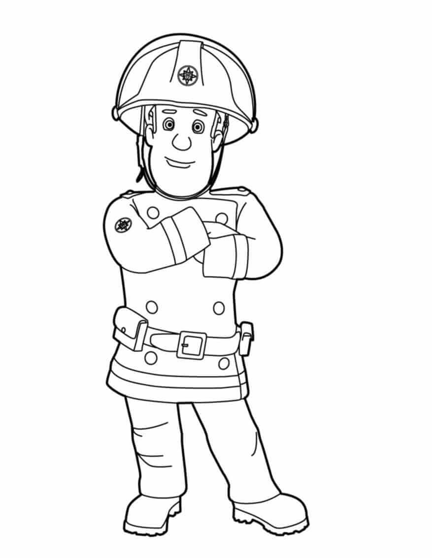 Dibujo de Sam el Bombero Divertido para Colorear
