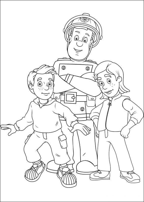 Dibujo de Sam el Bombero y Sus Amigos para Colorear