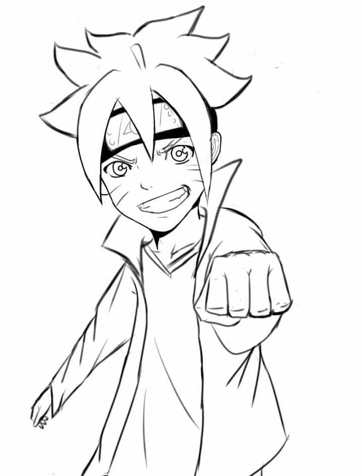 Dibujo de Boruto Feliz para Colorear