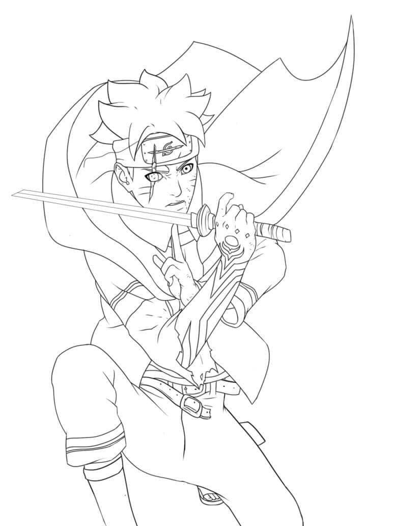 Dibujo de Boruto con Espada para Colorear