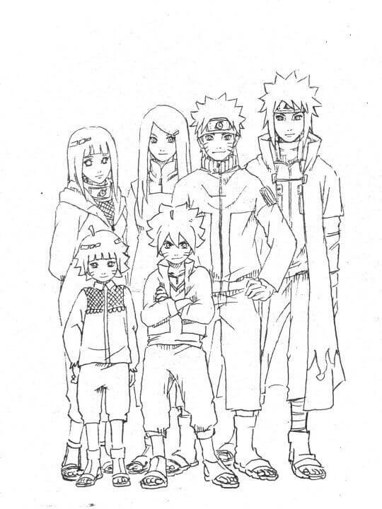 Dibujo de Boruto y Familia para Colorear