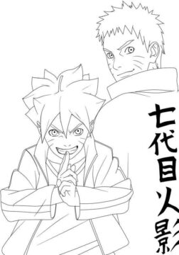 Dibujo de Boruto y Naruto para Colorear