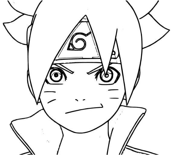 Dibujo de Cara Boruto Sonriendo para Colorear