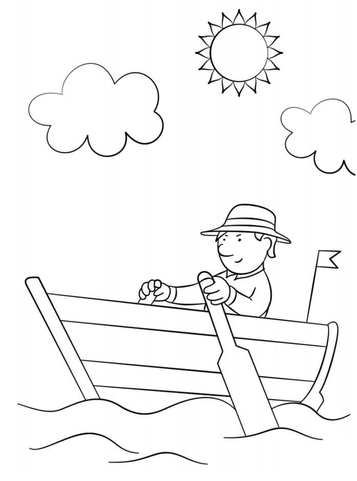 Dibujo de Bote de Remos Hombre para Colorear
