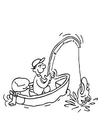Dibujo de Pesca en Barco para Colorear