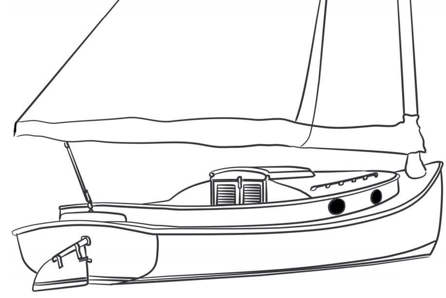Dibujo de Un Barco de Gatos para Colorear