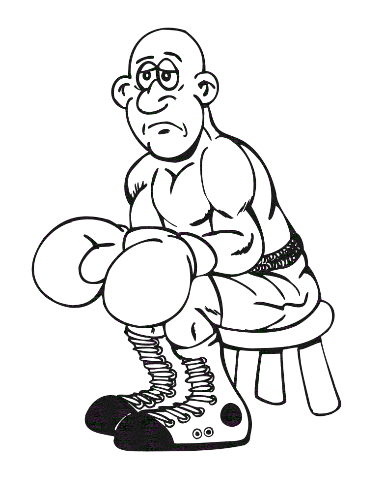 Dibujo de Chico Triste de Boxeo para Colorear